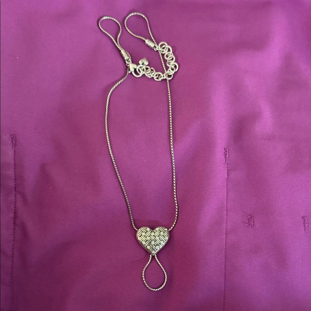 Brighton Silver Heart Lariat Necklace
